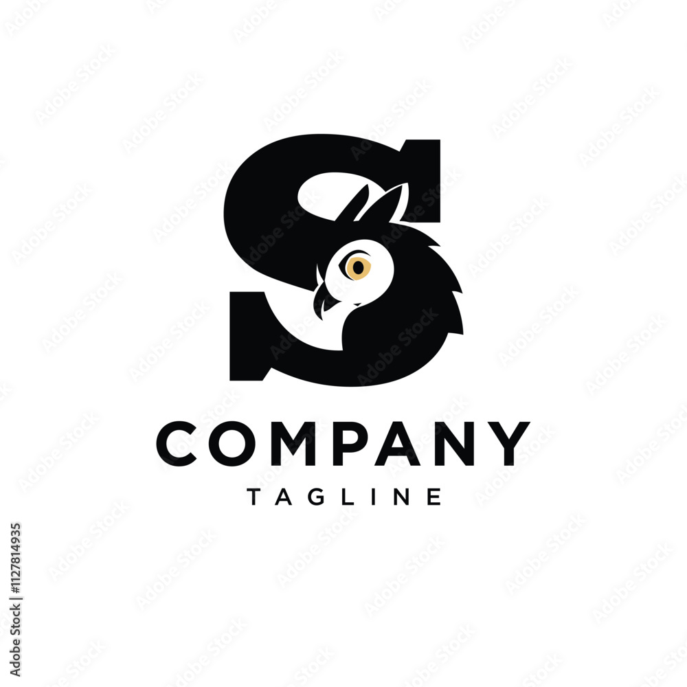 Naklejka premium Letter S Owl Logo Icon Vector 