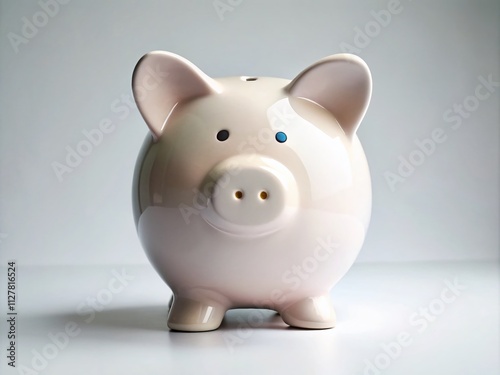 Minimalist Piggy Bank on a Clean White Background, Perfect for Concepts of Saving, Finance, and Budgeting, Ideal for Educational and Financial Content Creation