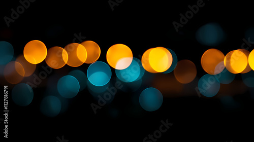 Defocused blue yellow orange radiance soft texture on dark black abstract empty space background. neon blur glow. color light overlay. copy space. Radiance. Illustration