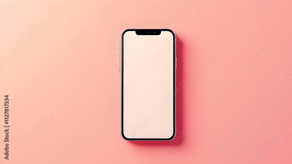 A modern smartphone with a blank white screen rests on a light pink background. Clean, minimalist design. Perfect for app presentations or mobile device showcases. A modern smartphone with a blank white screen rests on a light pink background. Clean, minimalist design. Perfect for app presentations or mobile device showcases.