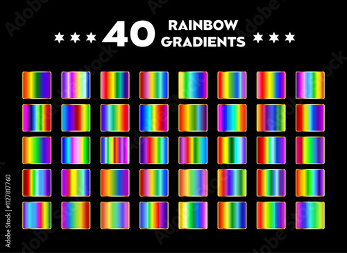 40 rainbow gradients. Vector isolated on black background. Palette gradients included in swatches panel.
