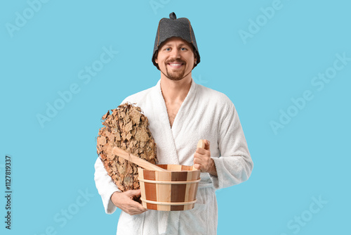 Handsome man with sauna sup...