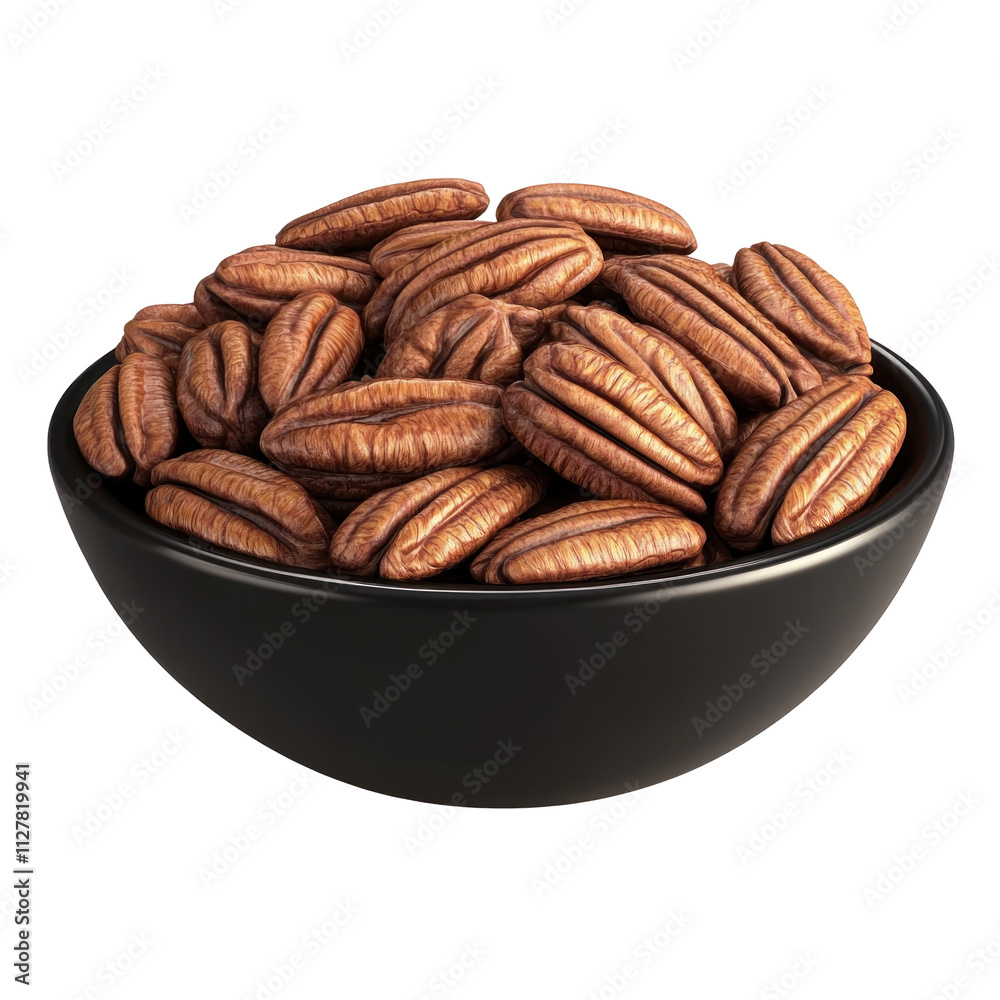 Bowl of Fresh Pecan Nuts on Table Bowl of Fresh Pecan Nuts on Table