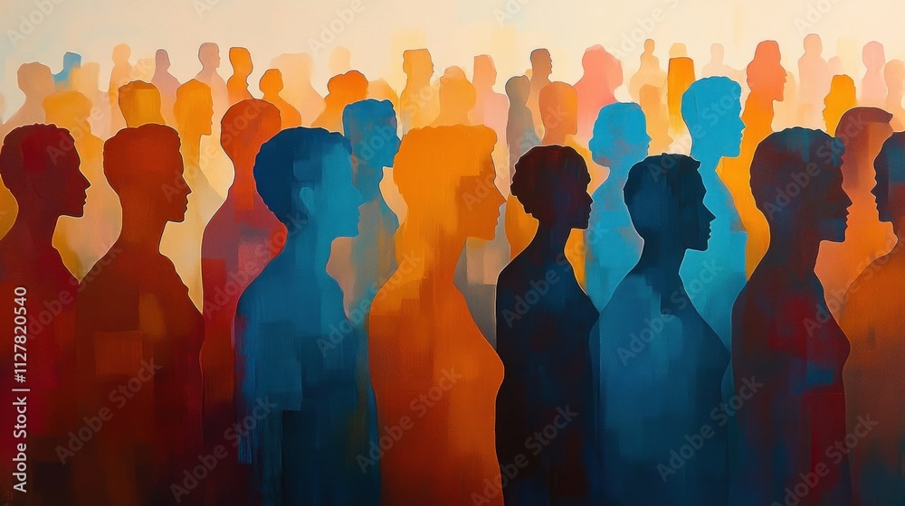 Vibrant Abstract Representation of a Diverse Crowd in Pop Art Style Vibrant Abstract Representation of a Diverse Crowd in Pop Art Style