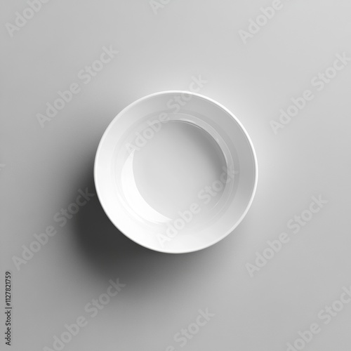 Empty White Bowl on Gray Background