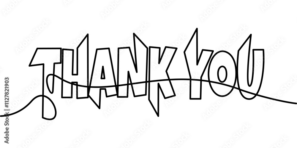 continuous line drawing of thank you text symbol. abstract line art illustration continuous line drawing of thank you text symbol. abstract line art illustration