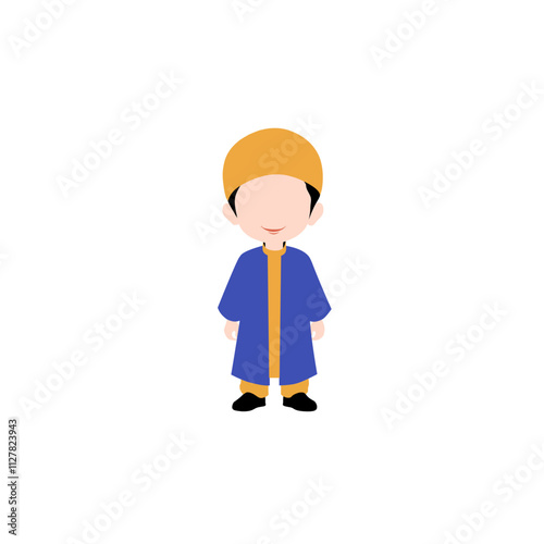 illustration of a Muslim child wearing a robe & cap 