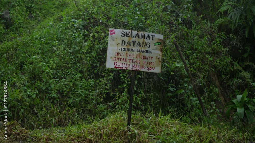 An Indonesian sign in an isolated area