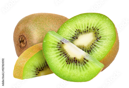 Slice of kiwi isolated on the white background
