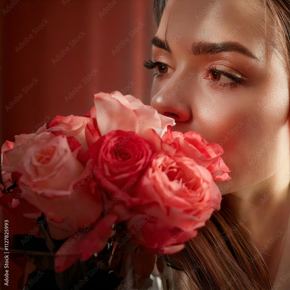Graceful Portrait with Rosé Tones and Elegance Graceful Portrait with Rosé Tones and Elegance