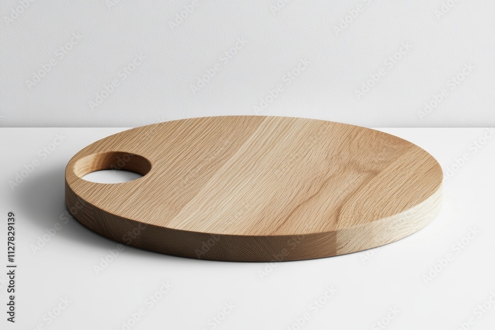 Round Wooden Serving Board with Cutout Handle Round Wooden Serving Board with Cutout Handle