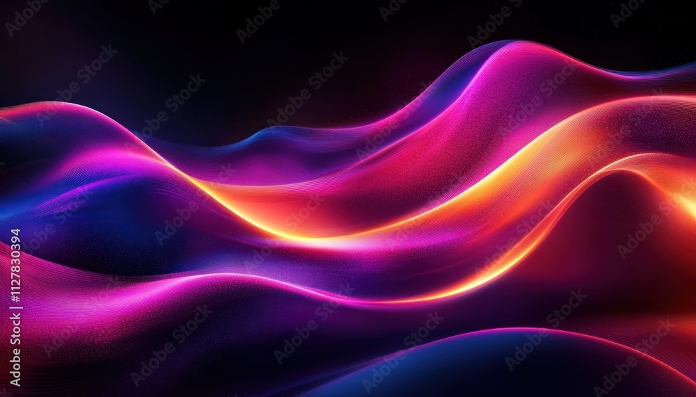 Vibrant Abstract Flowing Lines with Dynamic Wave Pattern and Neon Lighting Vibrant Abstract Flowing Lines with Dynamic Wave Pattern and Neon Lighting