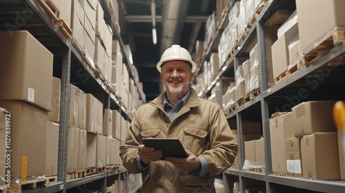 Worker working in warehouse with store inventory.