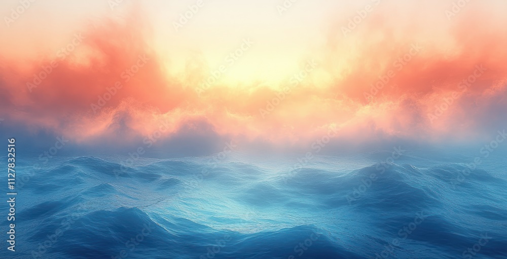 Fototapeta premium Soft Blue Cream Pastel Abstract Gradient Background Minimalist Design Smooth Light Texture