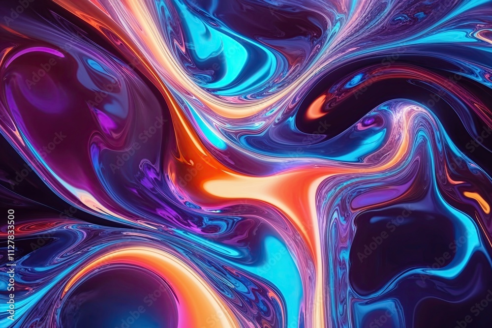 Fototapeta premium Vibrant Holographic Backgrounds and Cover Art with Fluid Shapes and Mesmerizing Color Blends for Creative Projects