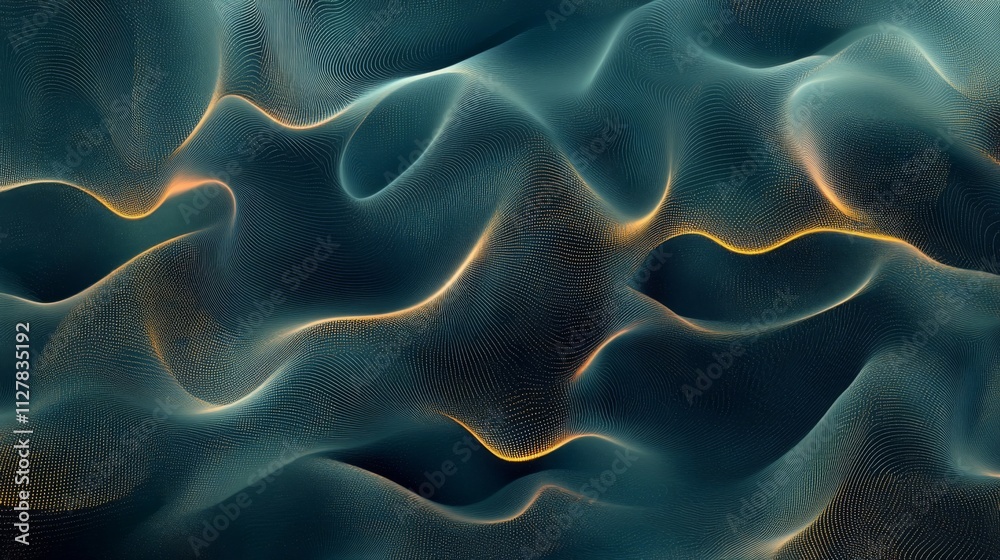 Abstract Teal And Gold Wave Particle Design Abstract Teal And Gold Wave Particle Design