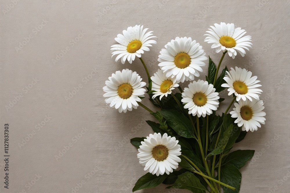 Obraz premium Elegant White Daisies on Neutral Background for Serene Home Decor
