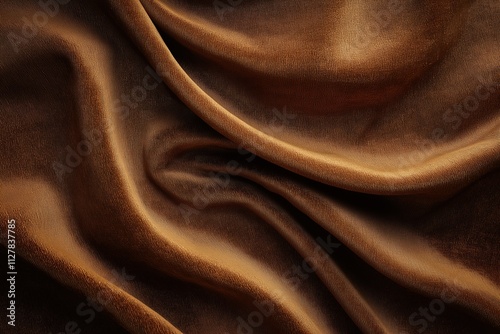 Soft velvet fabric draped in light chocolate shades creating an elegant and luxurious texture