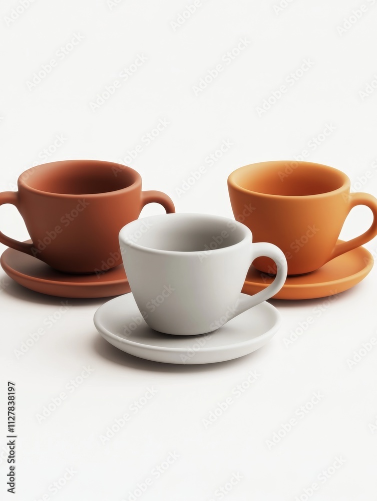 Three Coffee Cups in Different Colors Three Coffee Cups in Different Colors