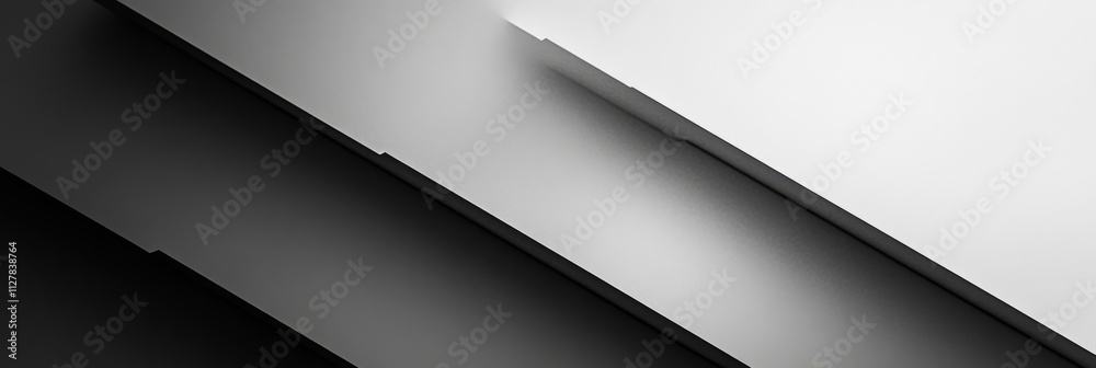 Black and White Minimalist Abstract Digital Background with Gradient and Geometric Bands