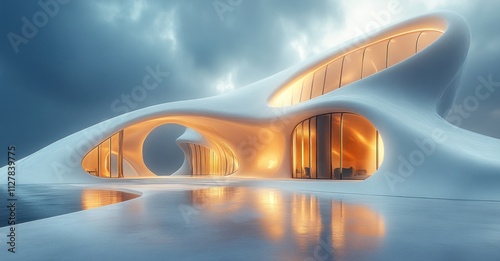 Wallpaper Mural Minimalistic White Curves Diffused Light Flowing Design Background Torontodigital.ca