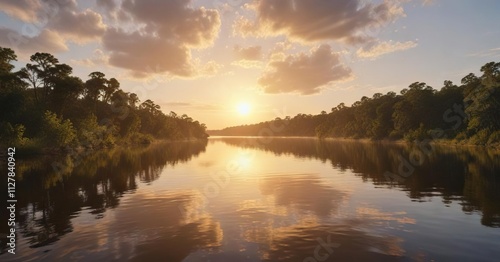 Golden light of sunrise illuminating the Apalachicola River, illuminate, apalachicola river, sunrise