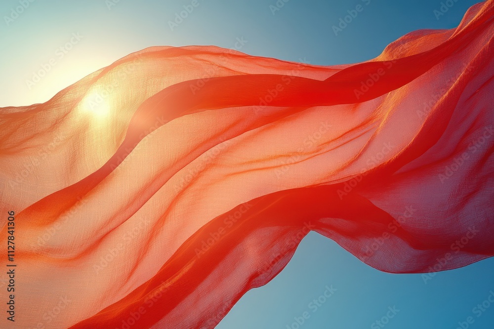 Waving Flag of Poland in Bright Daylight Waving Flag of Poland in Bright Daylight
