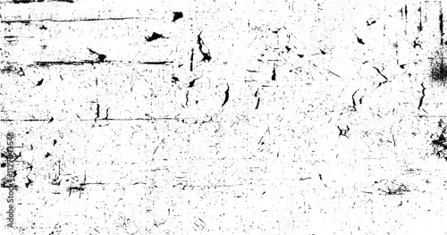Grunge overlay layer. Abstract black and white vector background. Monochrome vintage surface with dirty pattern in cracks, spots. ector illustration.