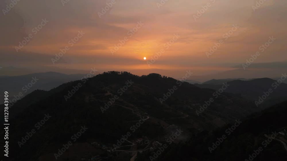 Landscape view of Sunrise over the Mountain in Nepal. Landscape view of Sunrise over the Mountain in Nepal.