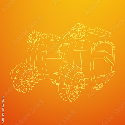 Delivery scooter for lifestyle design courier. Business express delivery concept. Wireframe low poly mesh vector illustration