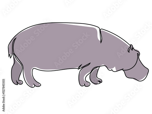 Hippopotamus in continuous line drawing and can be edited later