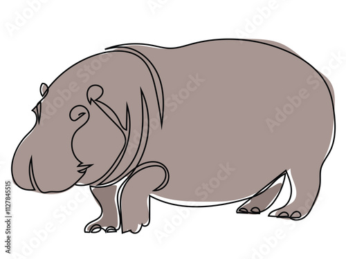 Hippopotamus in continuous line drawing and can be edited later