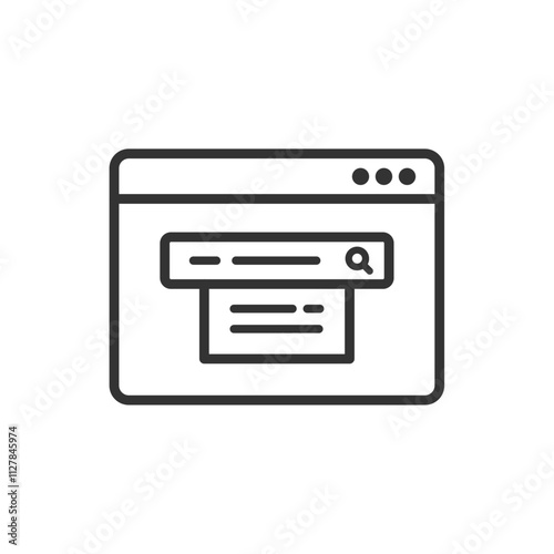 ホームページ検索窓とサジェストのベクターアイコン(線画・白黒)