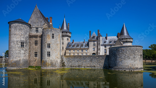 Famous Sully-sur-Loire castle in Loire valley, France
