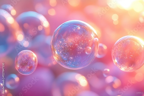 Translucent Bubbles Soft Pastel Colors Background Illustration