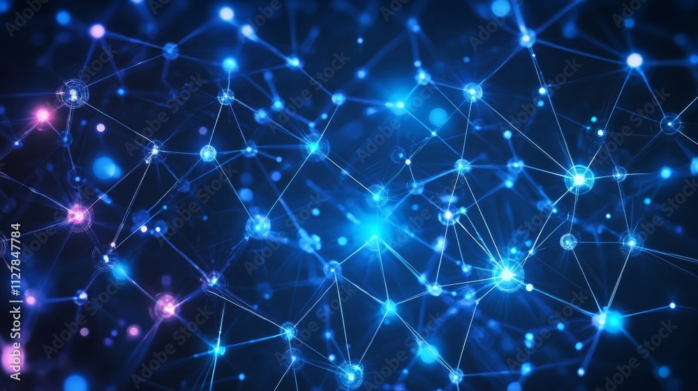 Fototapeta premium Abstract Network Nodes Illuminate Connections
