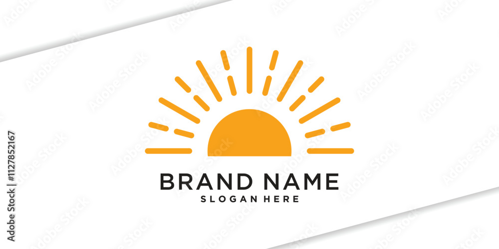 Fototapeta premium Creative sunrise or sunset logo design template. Premium Vector