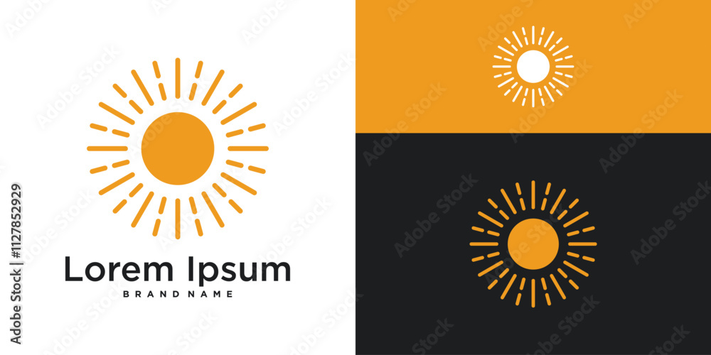 Fototapeta premium Sun logo design with simple shape. Premium Vector