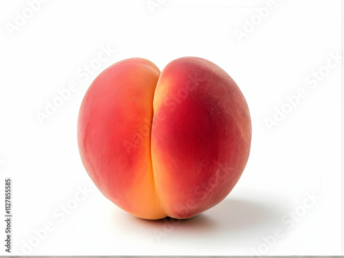 Three ripe, juicy peaches isolated on a white background, perfect for a healthy and delicious dessert