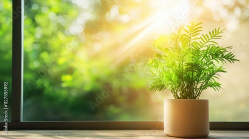 Vibrant indoor greenhouse with condensation on glass, visualizing controlled energydriven transpiration photo