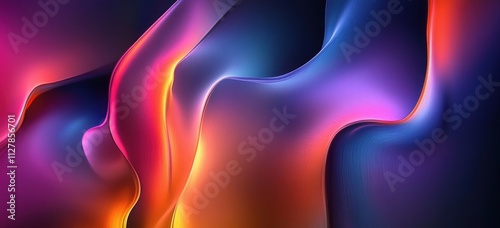 Abstract Fluid Shapes with Warm Colors and Dramatic Light on Dark Background