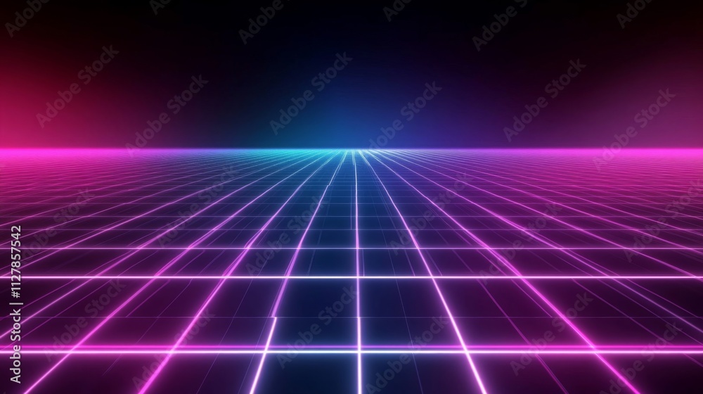Neon Grid Lines Forming A Futuristic Landscape Neon Grid Lines Forming A Futuristic Landscape