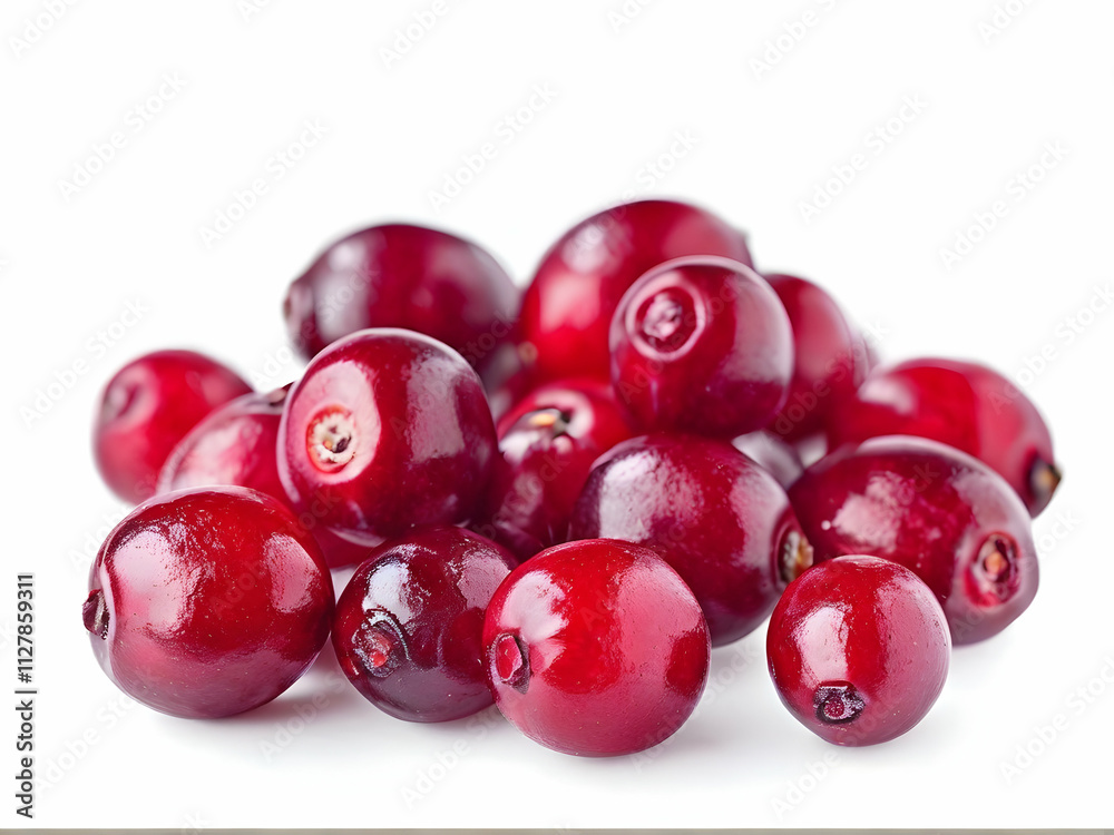 Ripe, red currants, cranberries, and cherries, isolated on white background Ripe, red currants, cranberries, and cherries, isolated on white background
