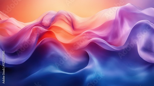 Iridescent Fluid Abstract Background with Smooth Curves and Gradient Lighting