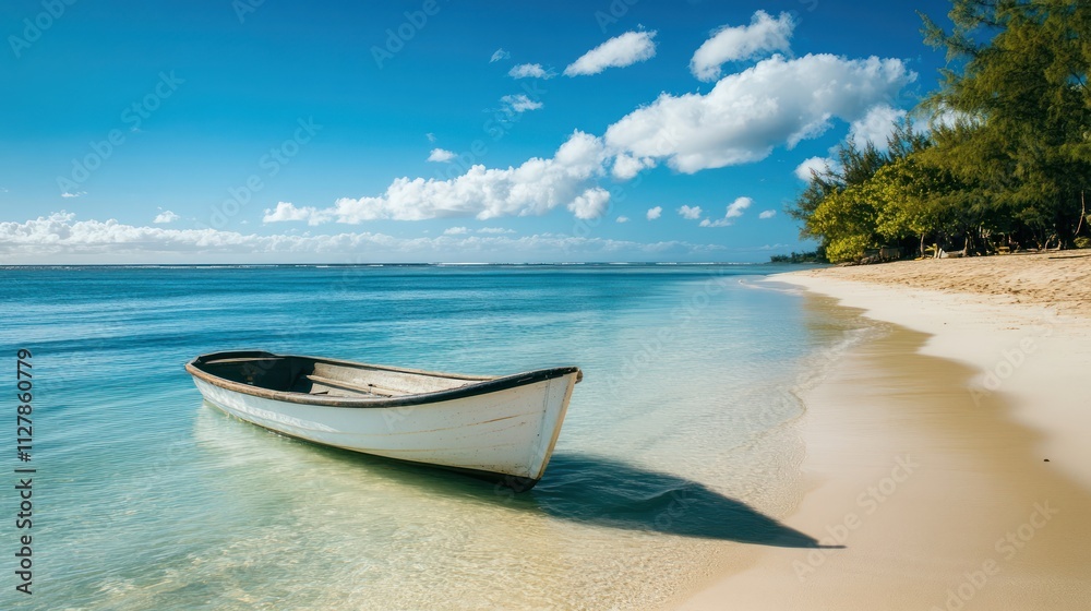 Naklejka premium Countdown in Mauritius, secluded beaches, elegant parties, and serene tropical settings