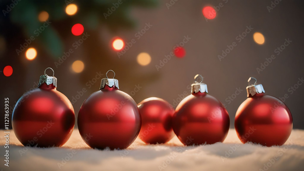 red christmas balls on snow red christmas balls on snow
