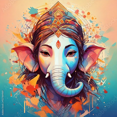 Colourful Portrait of Lord Ganesha