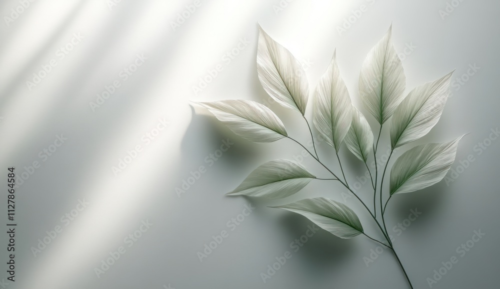 Soft Shadows of Leaves on White Background Minimalist Calm Serenity Soft Shadows of Leaves on White Background Minimalist Calm Serenity