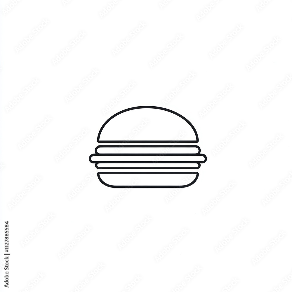 Simple line art illustration of a hamburger. Simple line art illustration of a hamburger.