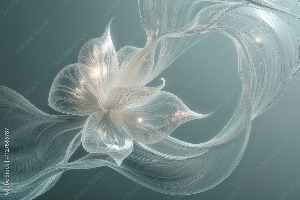 Ethereal Delicate 3D Artistry with Shimmering Patterns and Fluidity Ethereal Delicate 3D Artistry with Shimmering Patterns and Fluidity